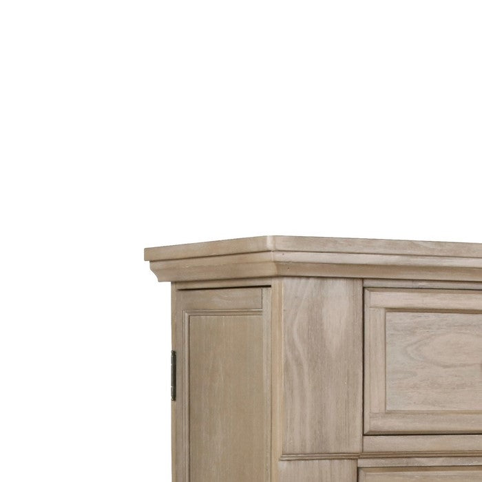 5 Drawer Wooden Chest with Bun Feet and Swivel Mechanism, Brown