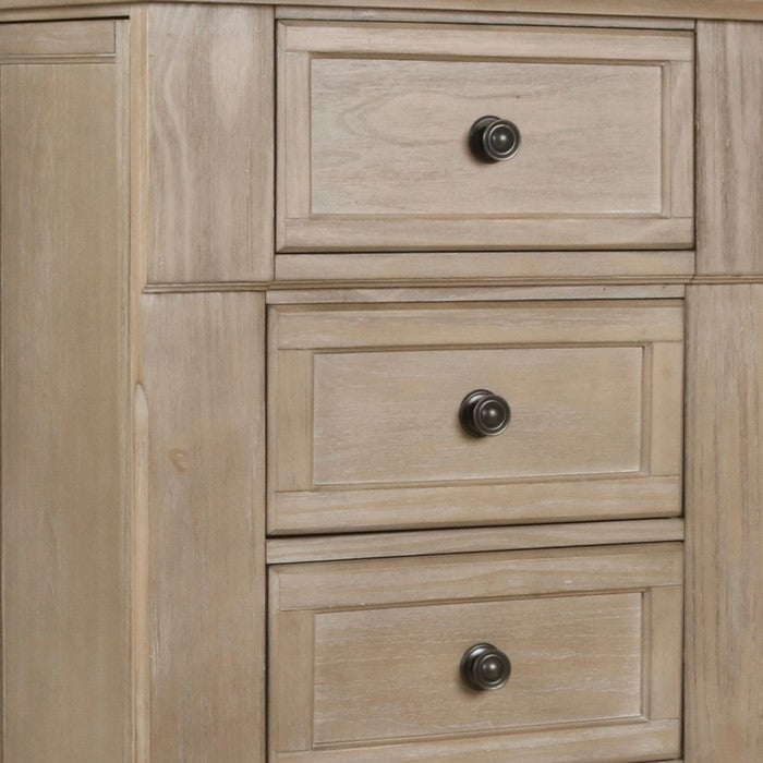 5 Drawer Wooden Chest with Bun Feet and Swivel Mechanism, Brown