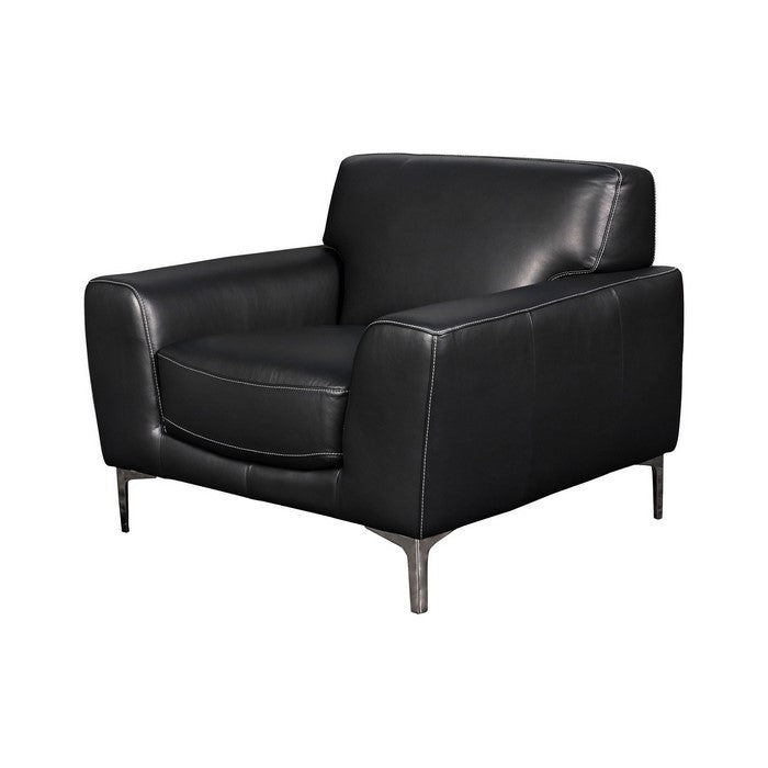 Leatherette Chair with Track Armrests and Metal Bracket Legs, Black