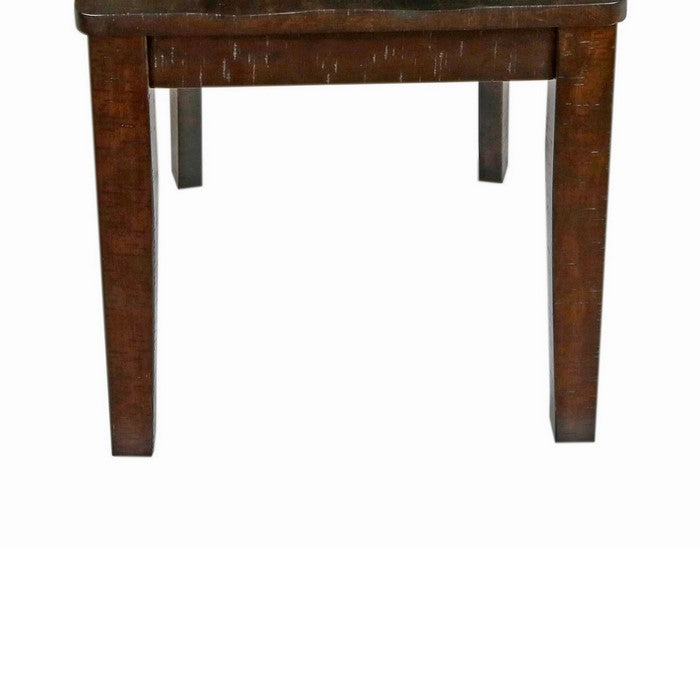 Wooden Dining Chair with Slatted Design Backrest, Set of 2, Brown