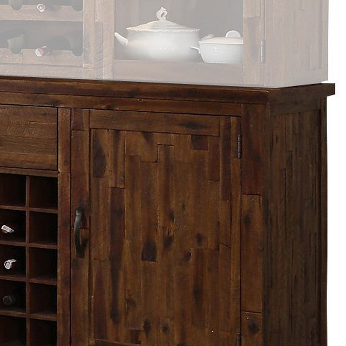 2 Single Door Storage Wooden Plank Design Cabinet Base with 25 Slots,Brown