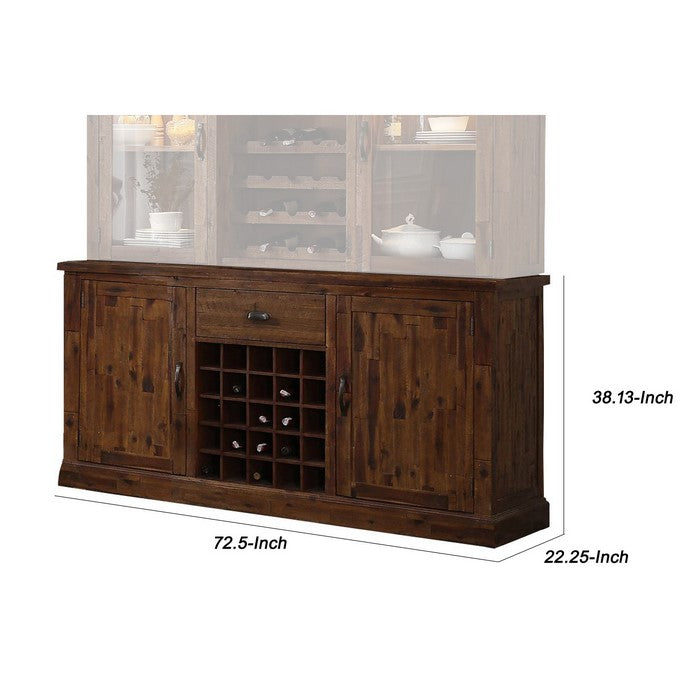2 Single Door Storage Wooden Plank Design Cabinet Base with 25 Slots,Brown