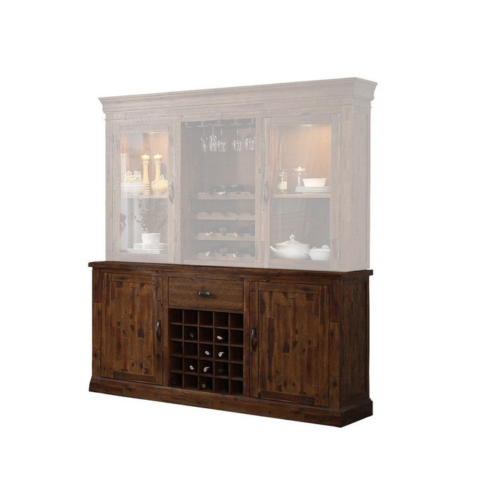 2 Single Door Storage Wooden Plank Design Cabinet Base with 25 Slots,Brown