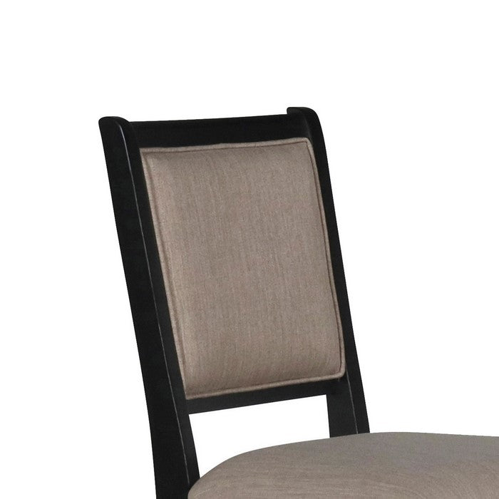 Wooden Counter Chair with Padded Back and Stretcher Support,Set of 2,Black