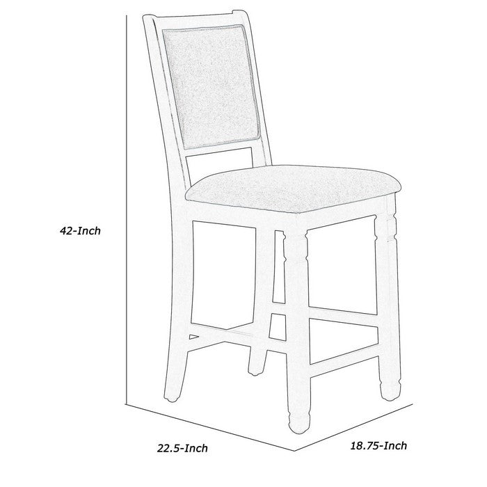 Wooden Counter Chair with Padded Back and Stretcher Support,Set of 2,Black