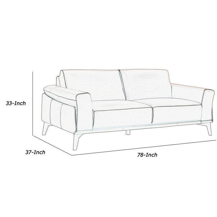 Leather Upholstered Sofa with Track Arms and Contrast Stitching, Pink