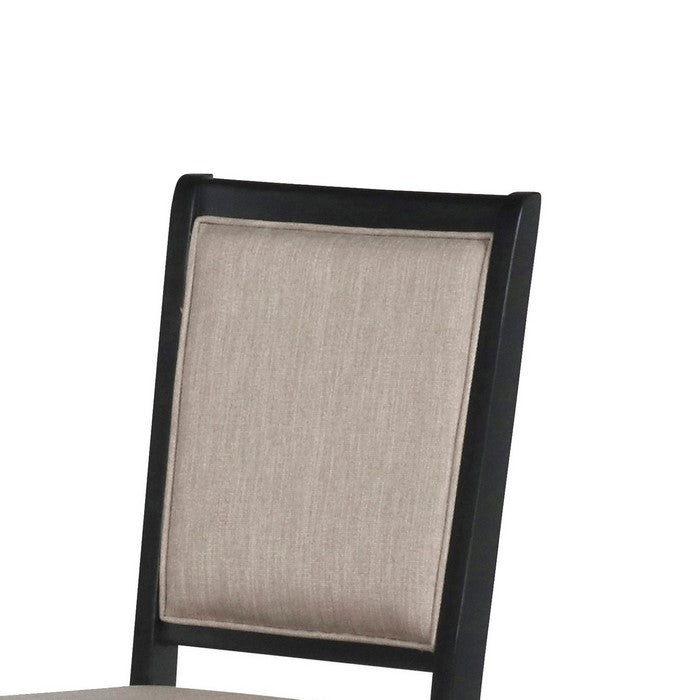 Wooden Side Chair with Padded Back and Stretcher Support, Set of 2, Black
