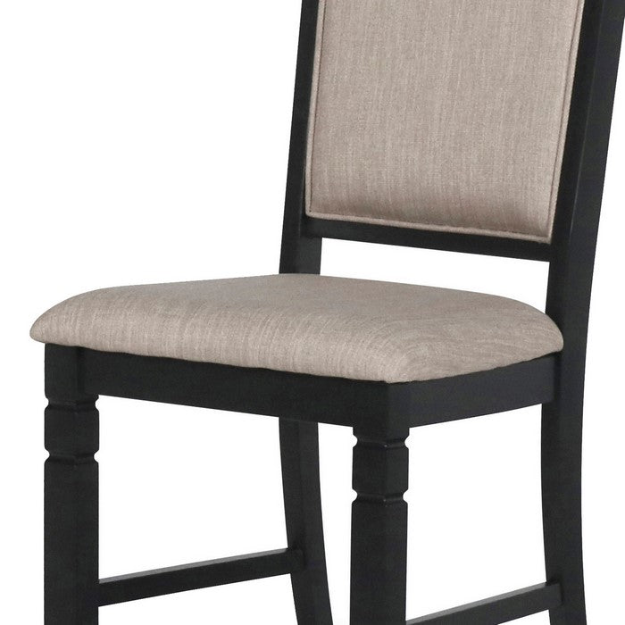 Wooden Side Chair with Padded Back and Stretcher Support, Set of 2, Black