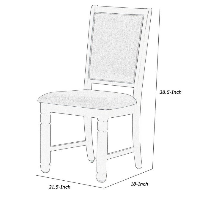 Wooden Side Chair with Padded Back and Stretcher Support, Set of 2, Black