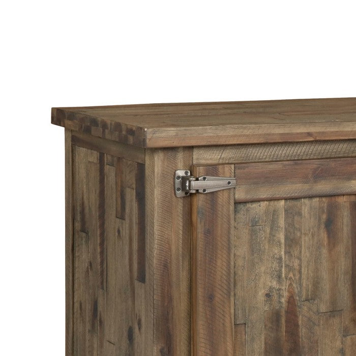 3 Drawer Wooden Sideboard with Metal Cup Pulls and 1 Door Storage, Brown