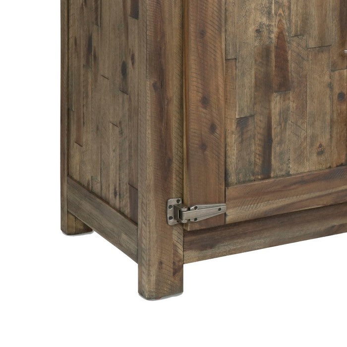 3 Drawer Wooden Sideboard with Metal Cup Pulls and 1 Door Storage, Brown