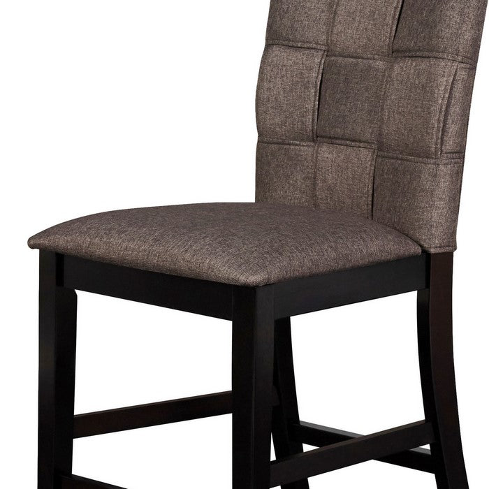 Fabric Counter Chair with Interwoven Backrest and Padded Seat,Set of 2,Gray