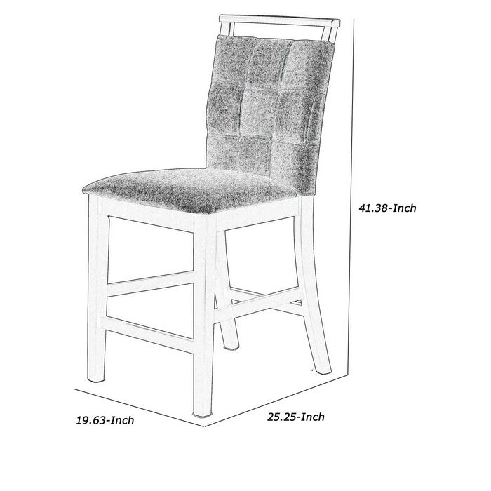 Fabric Counter Chair with Interwoven Backrest and Padded Seat,Set of 2,Gray