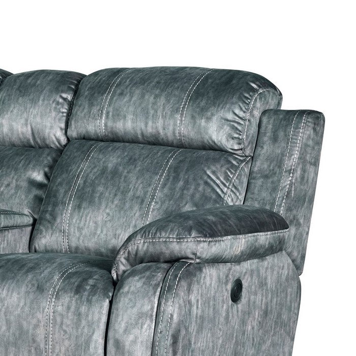 Fabric Upholstered Console Loveseat with 2 Cupholders and Speakers, Silver