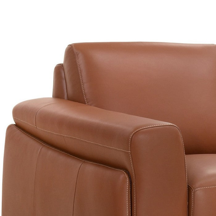 Leather Upholstered Loveseat with Track Arms and Contrast Stitching,Pink