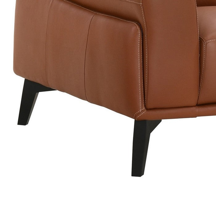 Leather Upholstered Loveseat with Track Arms and Contrast Stitching,Pink