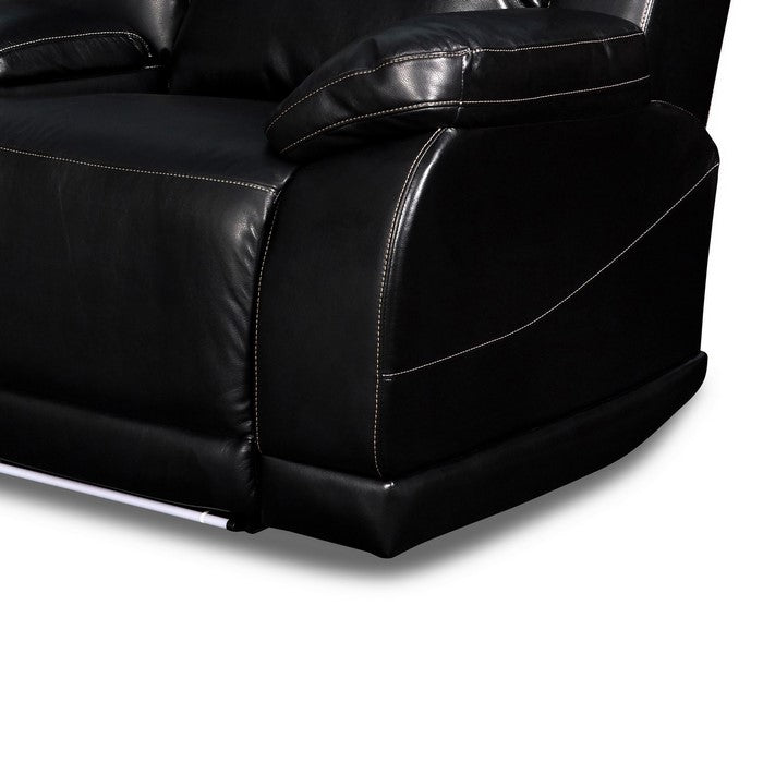 Leatherette Upholstered Recliner Loveseat with Console and Glider, Black