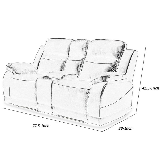 Leatherette Upholstered Recliner Loveseat with Console and Glider, Black