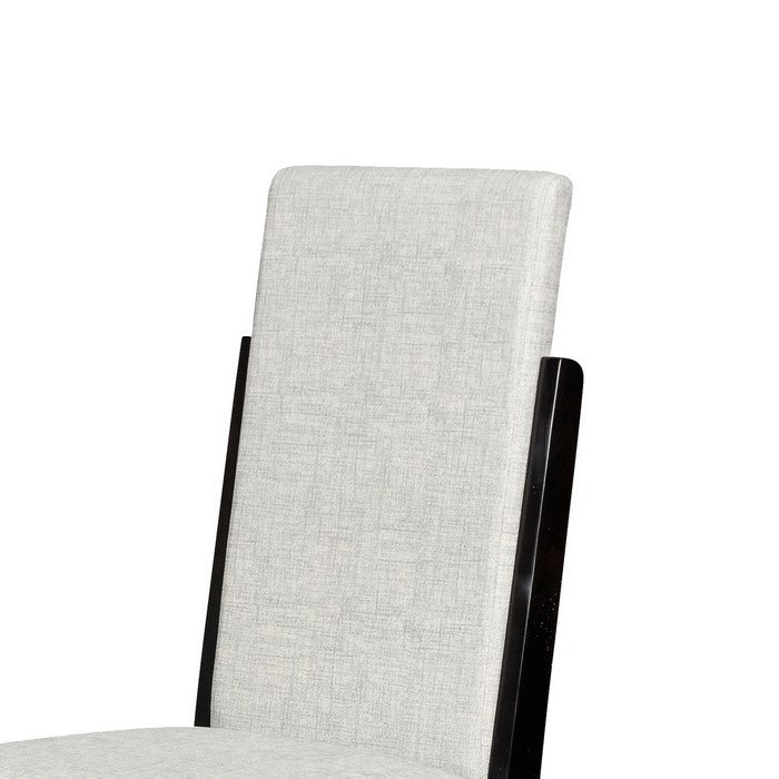 Elongated Back Wooden Dining Chair with Padded Seat, Set of 2, Gray