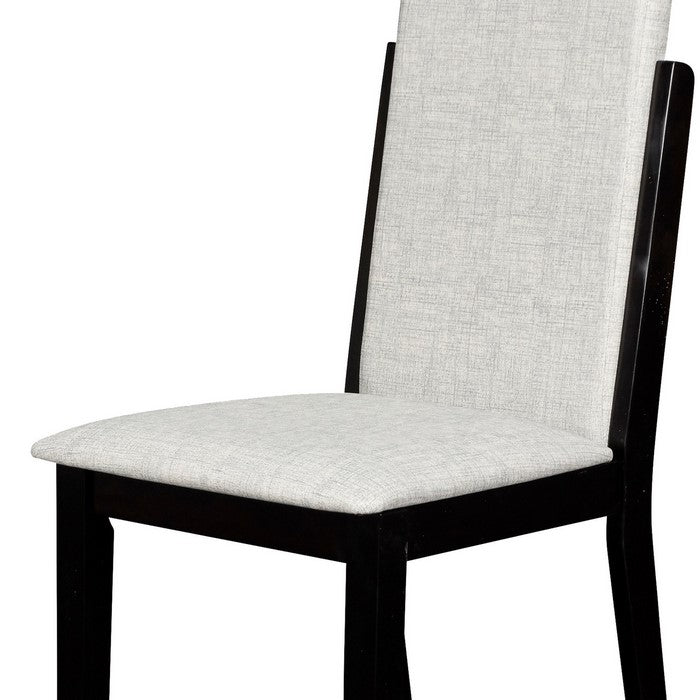 Elongated Back Wooden Dining Chair with Padded Seat, Set of 2, Gray