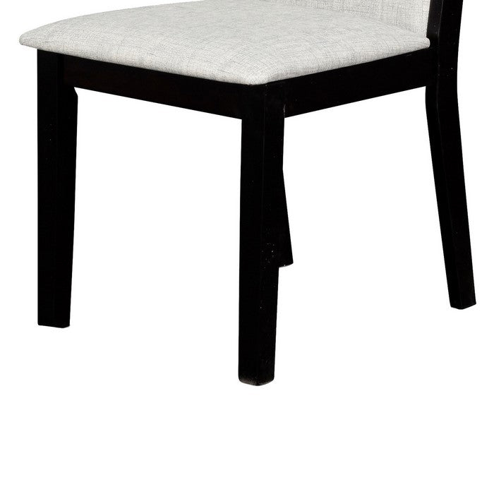 Elongated Back Wooden Dining Chair with Padded Seat, Set of 2, Gray