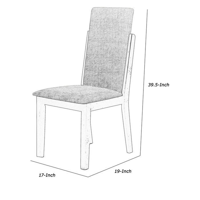 Elongated Back Wooden Dining Chair with Padded Seat, Set of 2, Gray