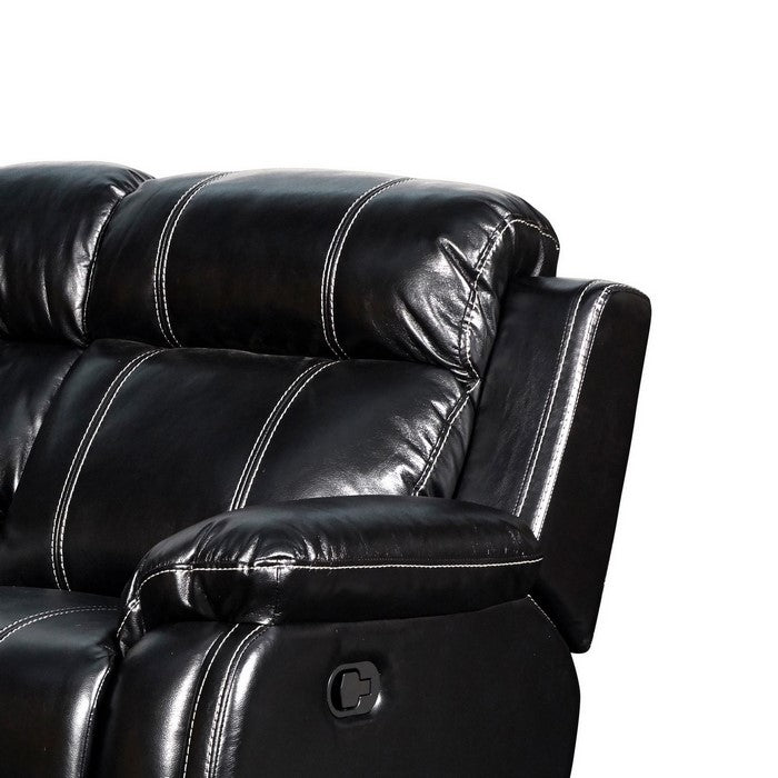 Leatherette Console Loveseat with 2 Speakers and LED Trim, Black