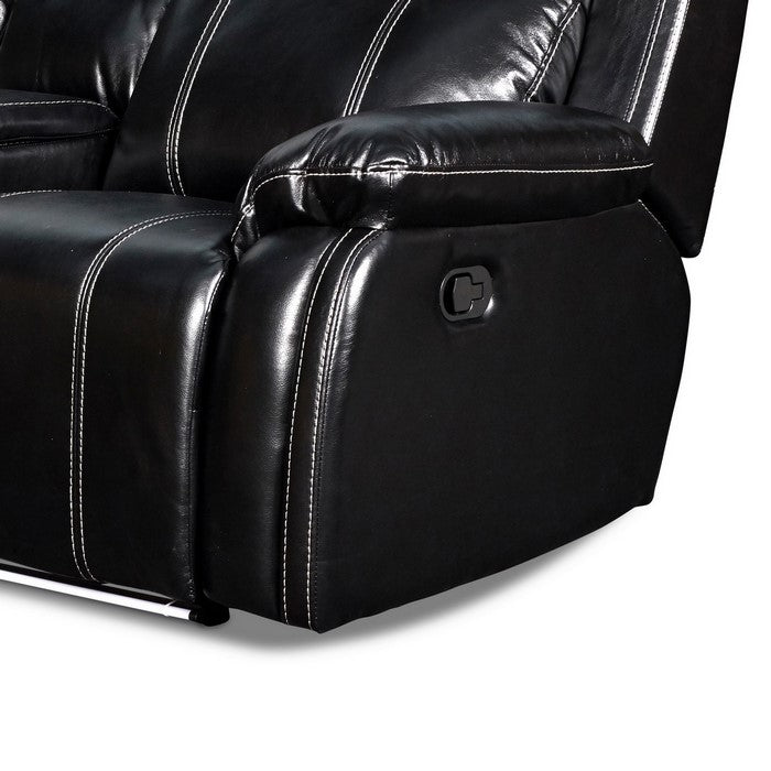 Leatherette Console Loveseat with 2 Speakers and LED Trim, Black
