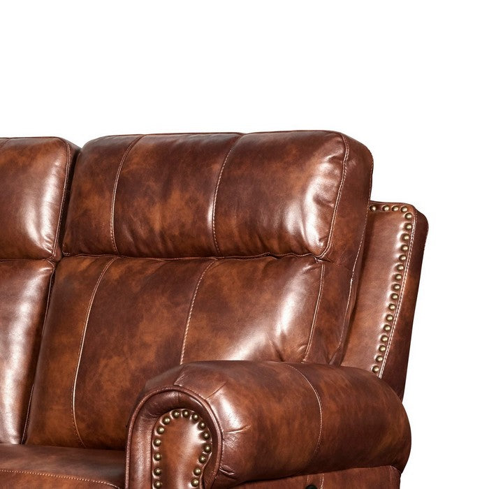 Fabric Split Back Recliner Loveseat with Rolled Arms, Brown