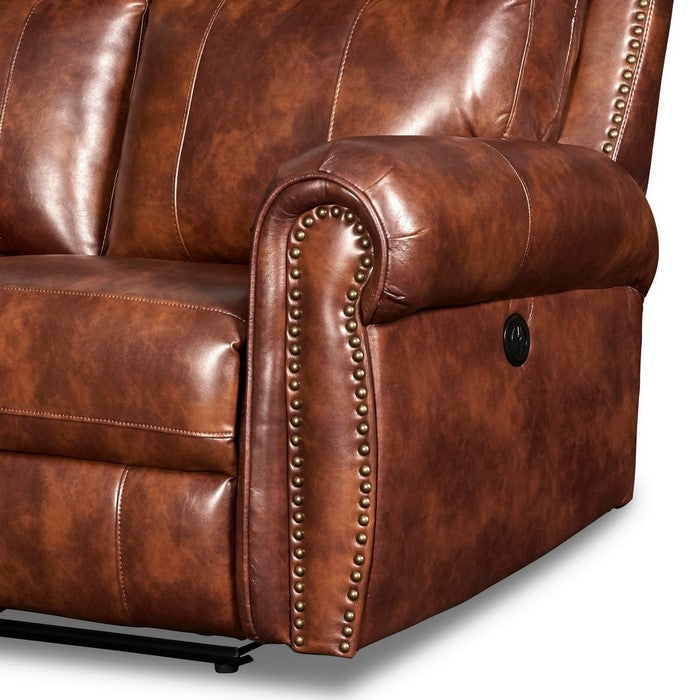 Fabric Split Back Recliner Loveseat with Rolled Arms, Brown