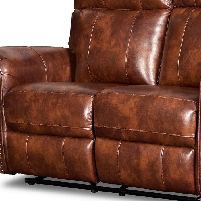 Fabric Split Back Recliner Loveseat with Rolled Arms, Brown