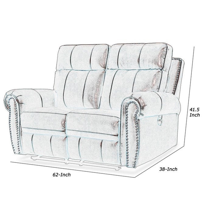 Fabric Split Back Recliner Loveseat with Rolled Arms, Brown
