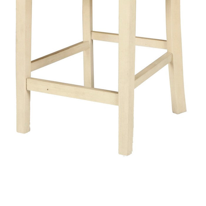 Wooden Dining Chair with Curved Panel Backrest, Set of 2, Antique White