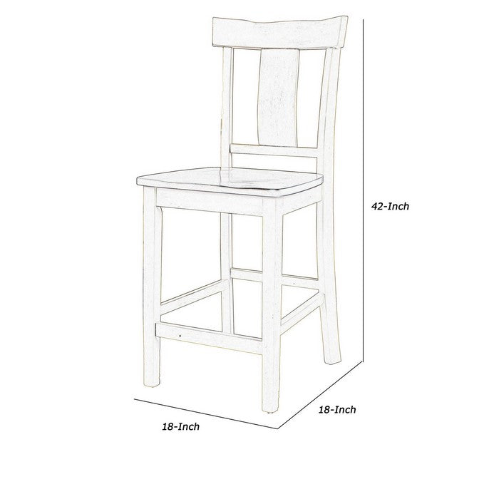 Wooden Dining Chair with Curved Panel Backrest, Set of 2, Antique White