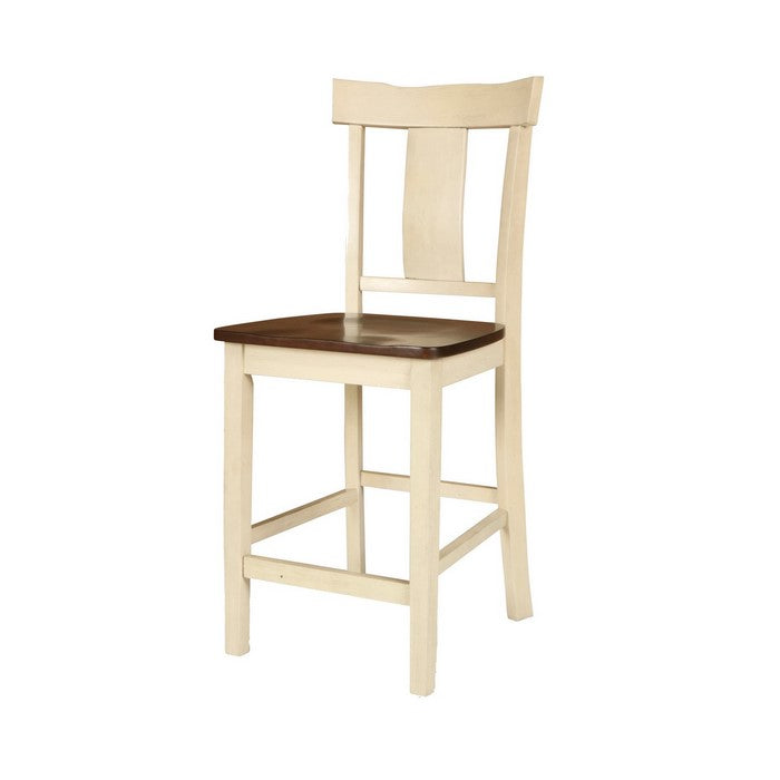 Wooden Dining Chair with Curved Panel Backrest, Set of 2, Antique White