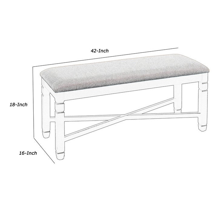Fabric Dining Bench with Turned Legs and X Shaped Support, Beige and Black