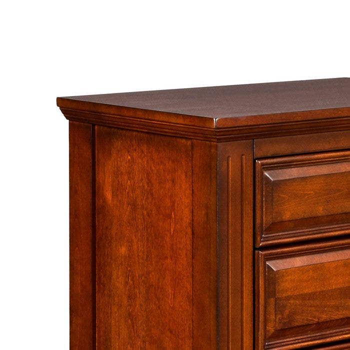 3 Drawer Nightstand with Bonnet Top and Fluted Posts, Oak Brown