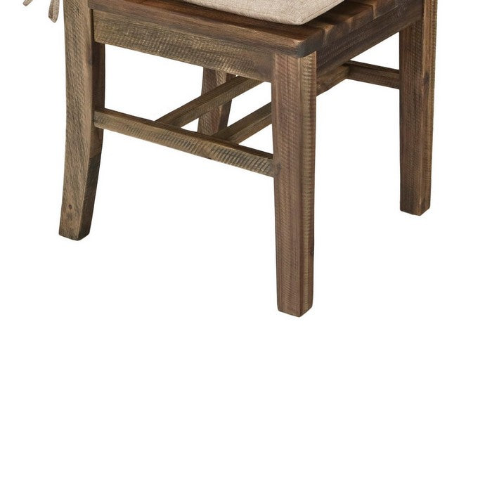 Traditional Style Dining Chair with X Shaped Back, Set of 2, Brown