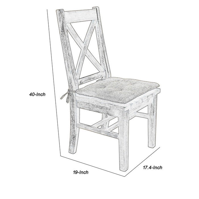 Traditional Style Dining Chair with X Shaped Back, Set of 2, Brown