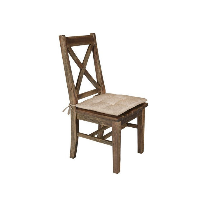 Traditional Style Dining Chair with X Shaped Back, Set of 2, Brown