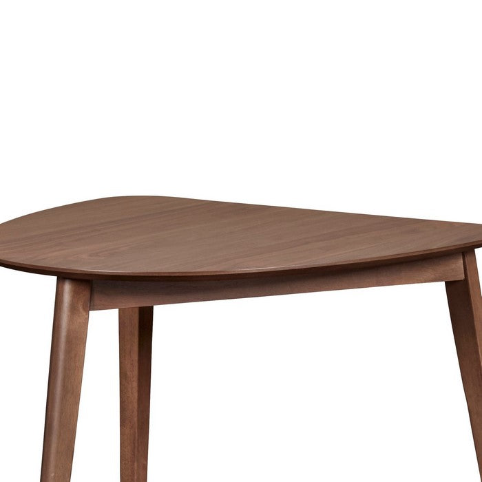 Mid Century Triangular Corner Table with Grain Details, Walnut Brown