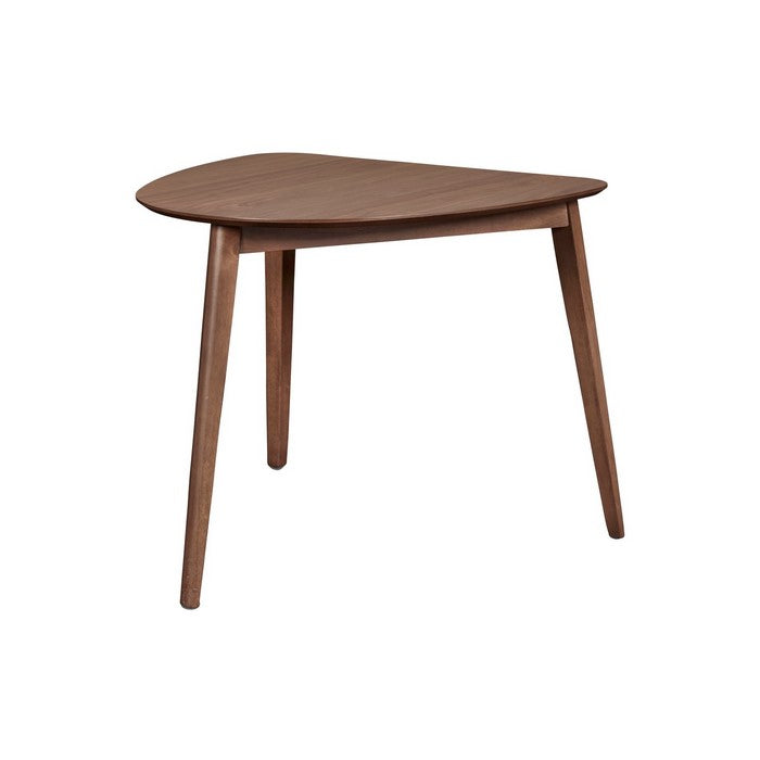 Mid Century Triangular Corner Table with Grain Details, Walnut Brown