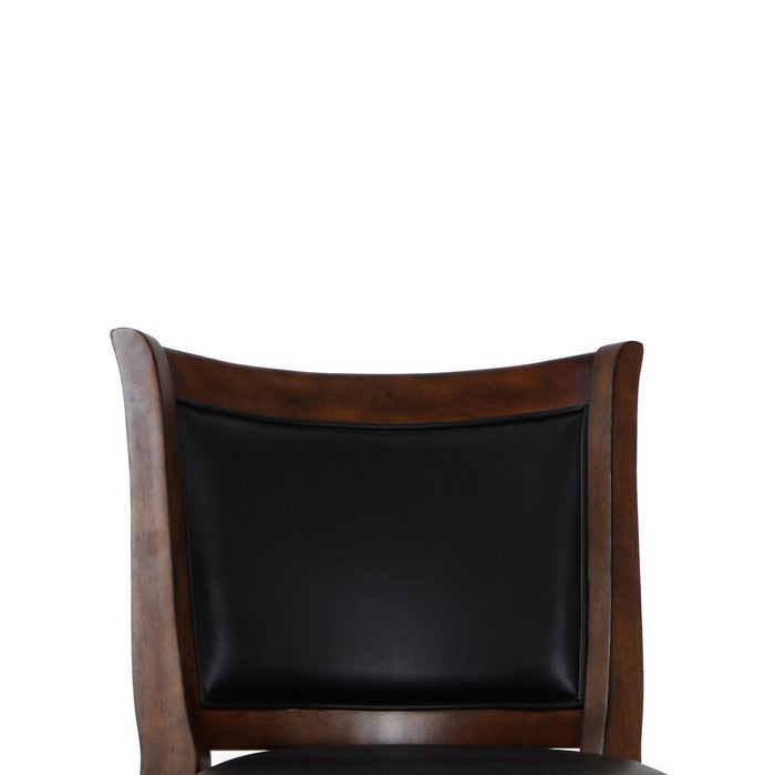 Curved Swivel Barstool with Leatherette Padded Seating, Brown and Black