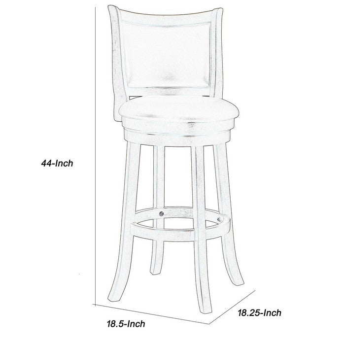 Curved Swivel Barstool with Leatherette Padded Seating, Brown and Black