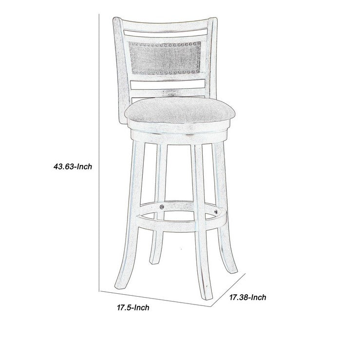 Curved Swivel Barstool with Fabric Padded Seating, Brown and Beige
