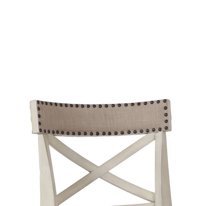 Curved X Shaped Back Swivel Barstool with Fabric Padded Seating, White