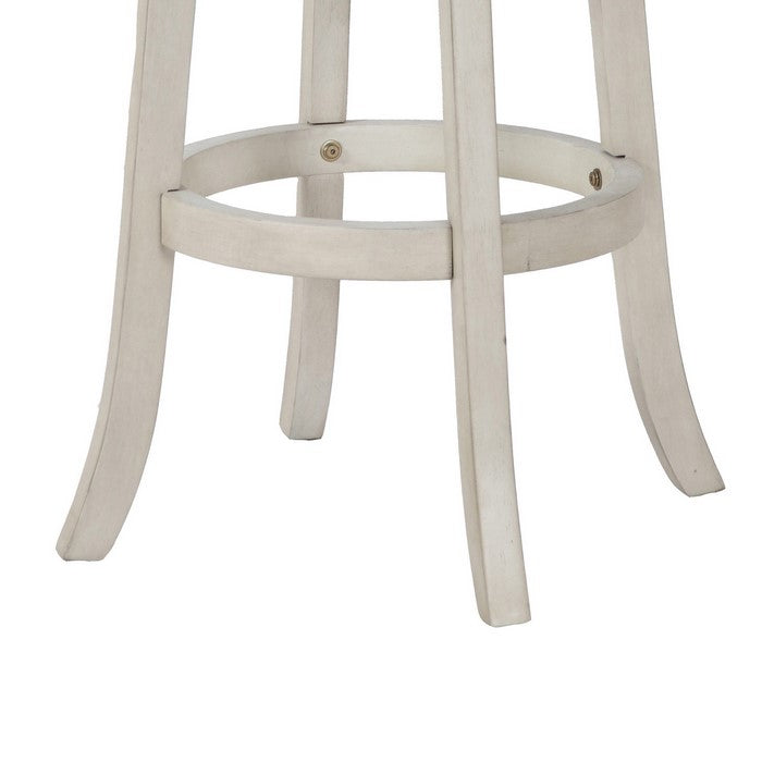 Curved X Shaped Back Swivel Barstool with Fabric Padded Seating, White