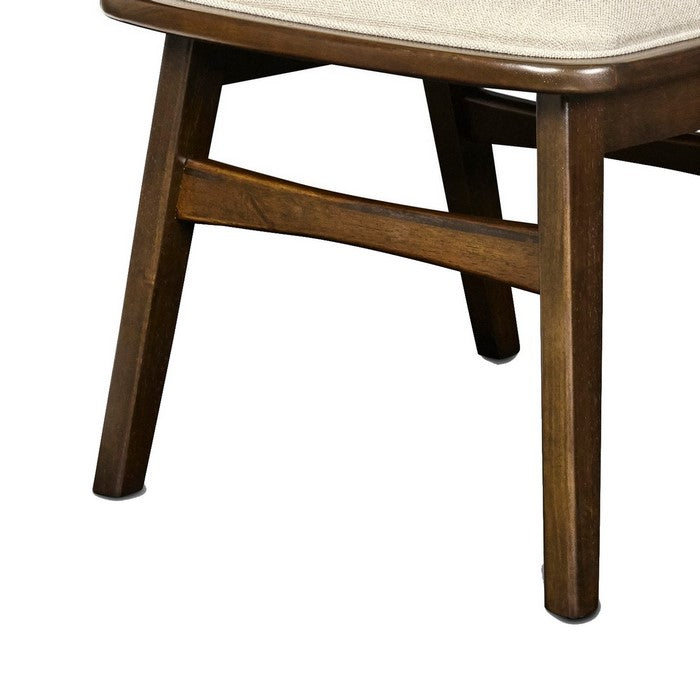 Fabric Upholstered Curved Chair with Tapered Legs, Set of 2,Brown and Beige