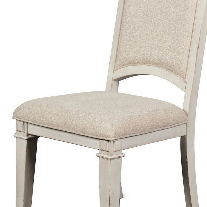 Farmhouse Style Dining Chair with Tapered Legs, Set of 2, Antique White