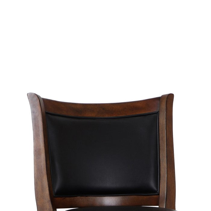 Curved Swivel Counter Stool with Leatherette Padded Seating,Brown and Black